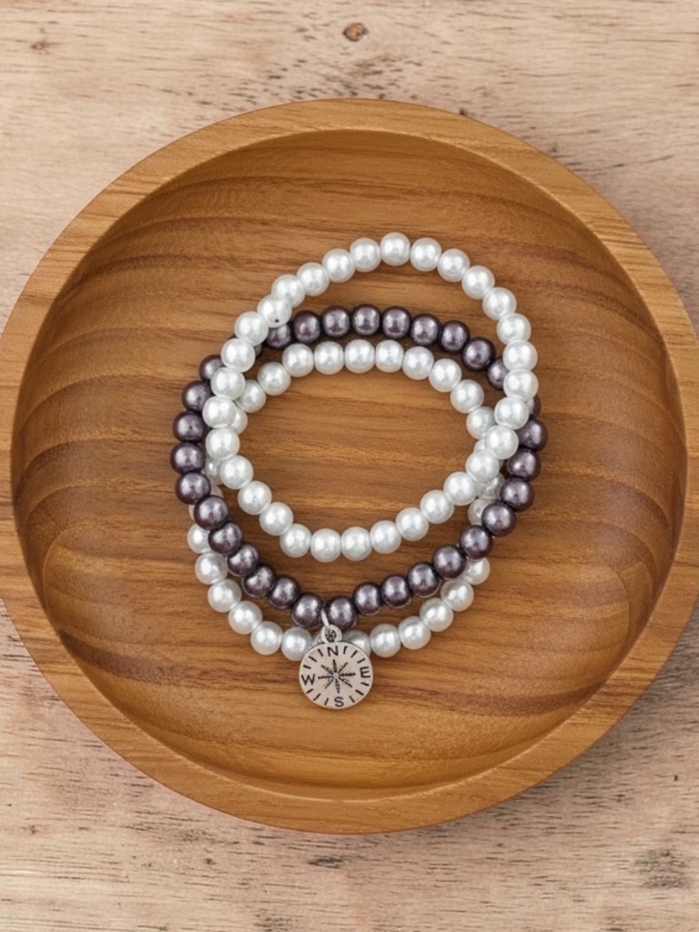 Chart Your Course Bracelet Set | Beaded Compass Charm | Self Trust & Direction